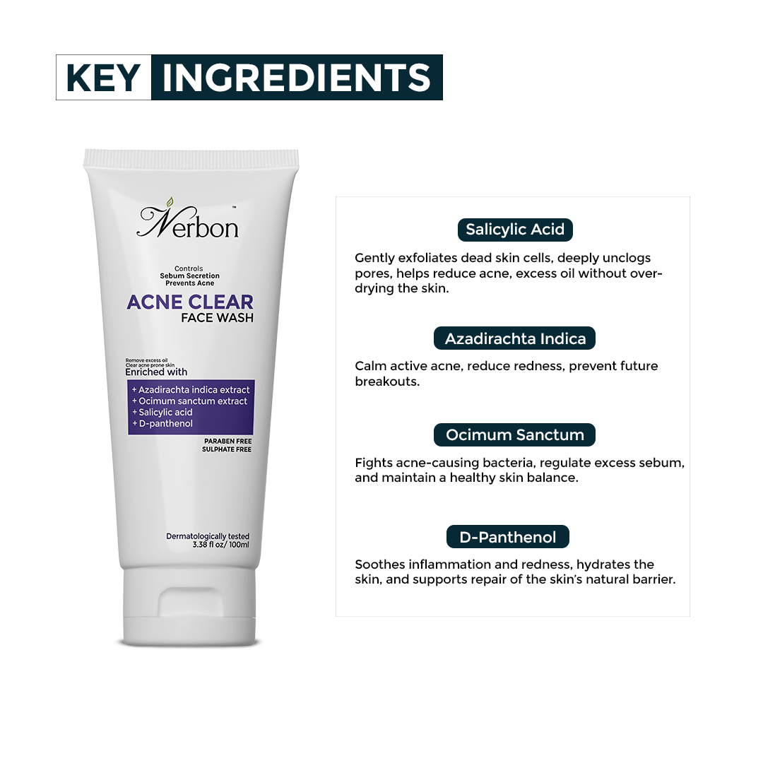 Nerbon Acne Clear Face Wash – For Oily & Acne-Prone Skin