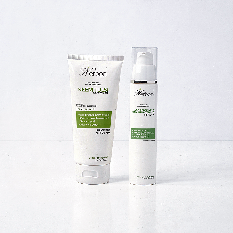 Nerbon Neem Tulsi Face Wash & Age Redefine And Skin Brightening Serum Combo